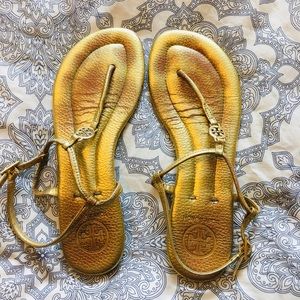 Tory Burch Gold Thong Sandals